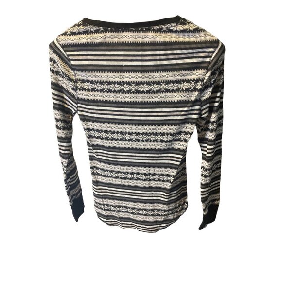 Old Navy Black Gray Patterned Waffle Texture Long Sleeve Pajama Top Sz M - Picture 2 of 8